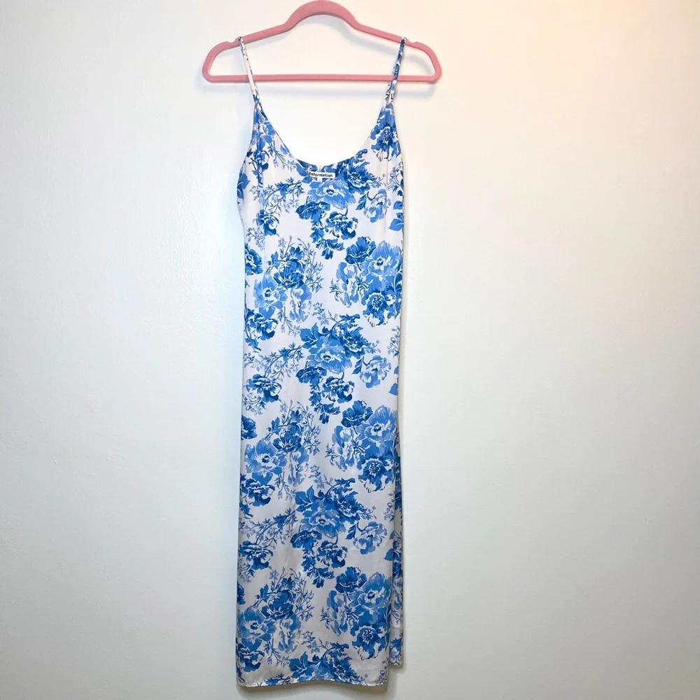 REFORMATION blue & white silk floral dress π - Picture 1 of 13